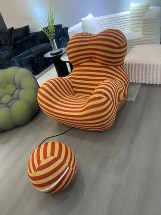The Up 50 Striped Sculptural Lounge Chair & Ottoman