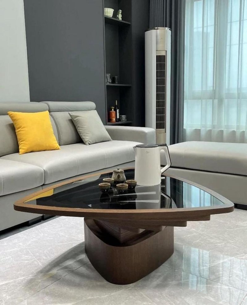 Glass center table wooden