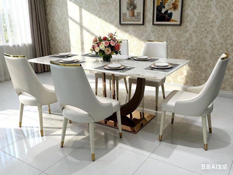 Lunaro Marble Contemporary Dining Set