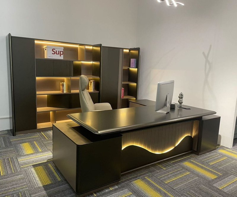 Office desk 2.4 meter and bookshelf 2.4meter