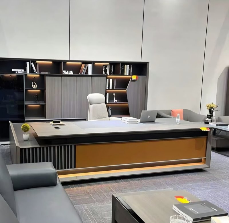 Office desk 2.4meter amd bookshelf 2.4meter