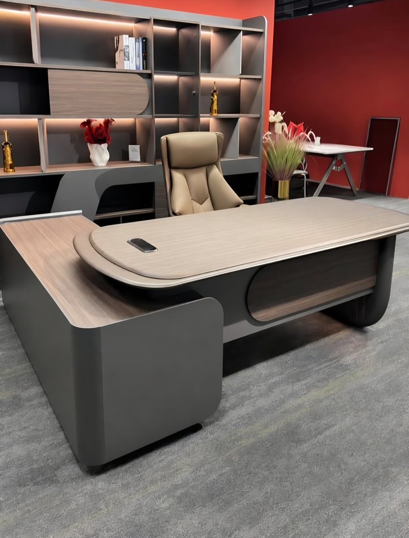 Office desk 2.4meter and bookshelf 2.4meter