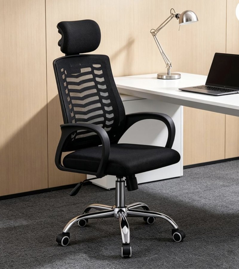Victory Ergonomic Black Mesh Office Chair with Chrome Base