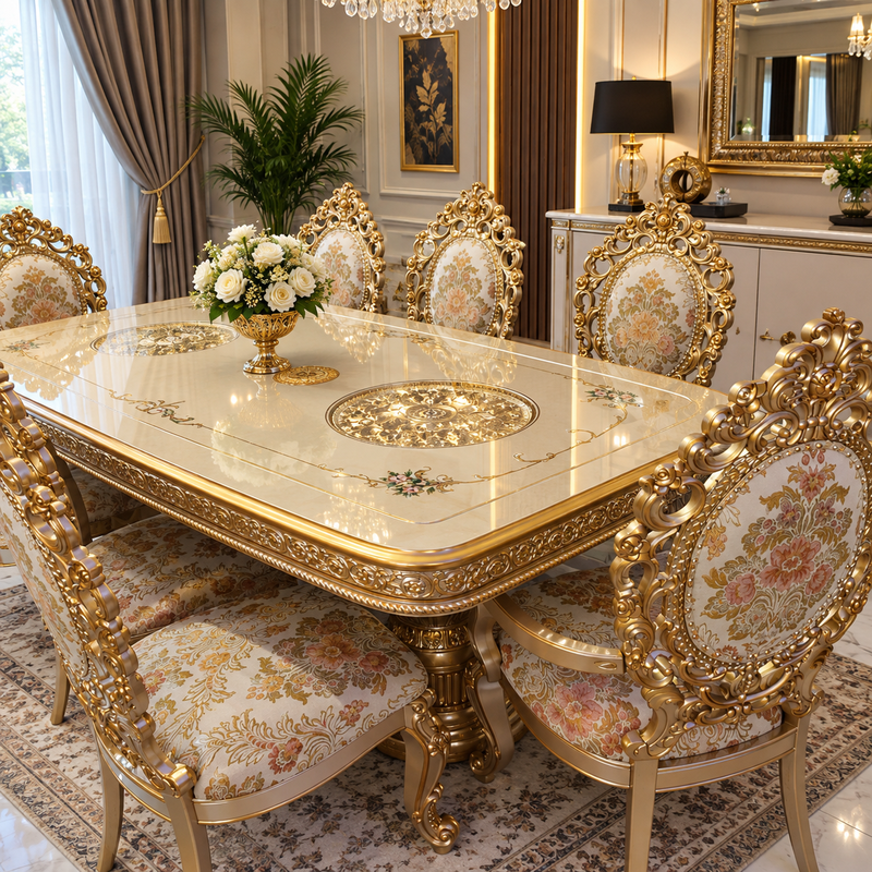 The Versailles Royal Carved Gold Dining Set