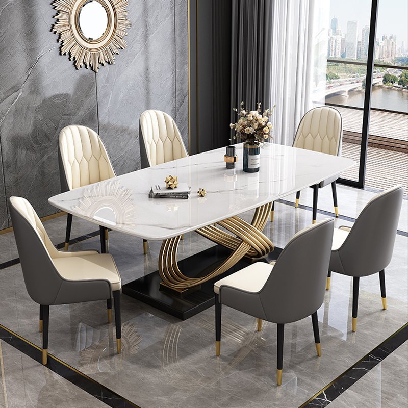 Aurelius Marble-Patterned Sintered Stone Luxury Dining Set
