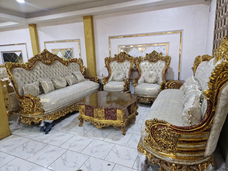 Egypt Royal Carved Gold Luxury Sofa & Living Room Set
