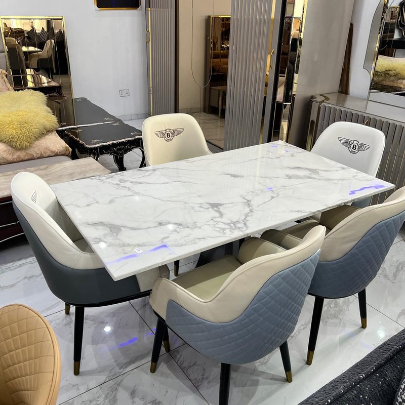 Elegant Modern 6-Seater Dining Table and Chair Set for Luxurious Dining Spaces