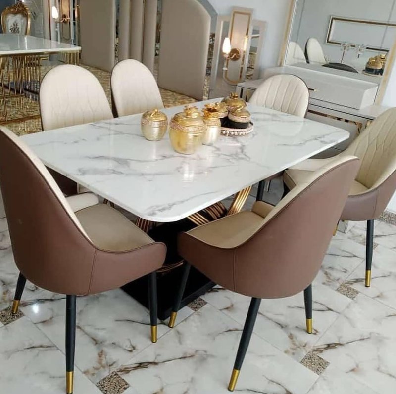 Contemporary Sleek 6-Seater Dining Table and Chair Set for Modern Interiors