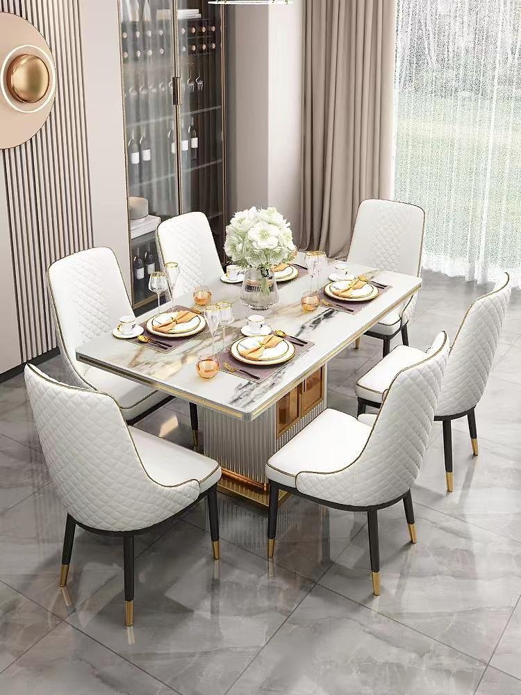 Simple Modern 6-Seater Dining Table and Chair Set for Stylish Homes