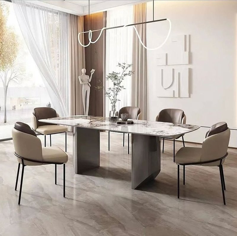 Contemporary Luxury Dining Table Set with Premium Finish and Comfortable Seating