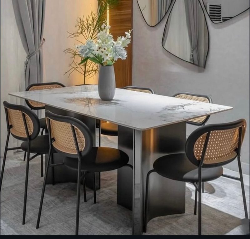 Premium Modern Dining Furniture Set with Solid Table and Ergonomic Chairs