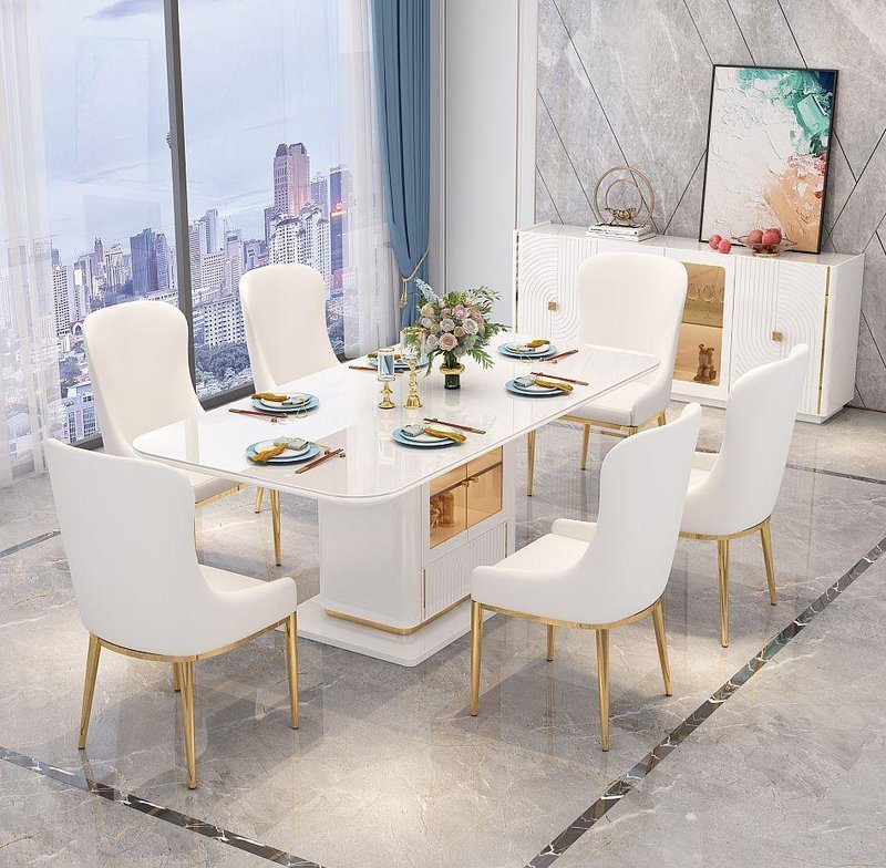 Elegant Modern Dining Table for Family Meals, Social Gatherings, and Stylish Interiors