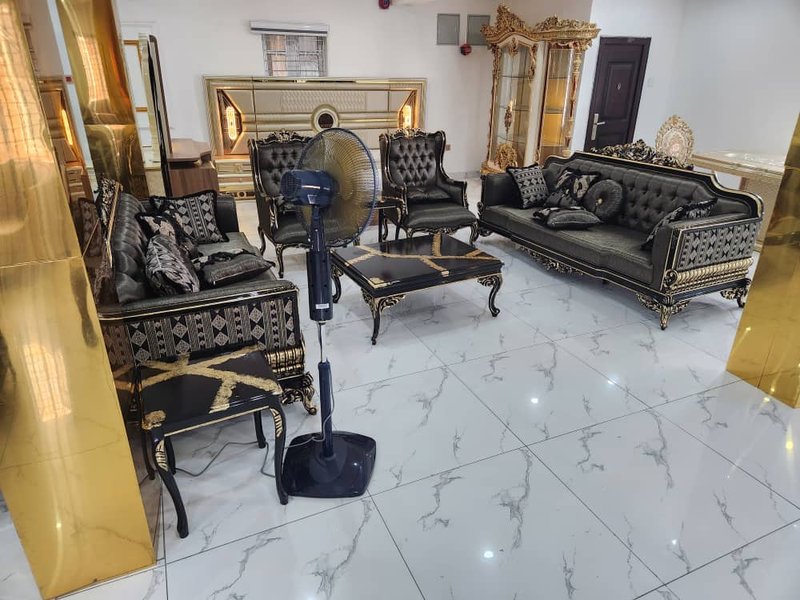 The Imperial Black & Gold Turkish Sofa Set