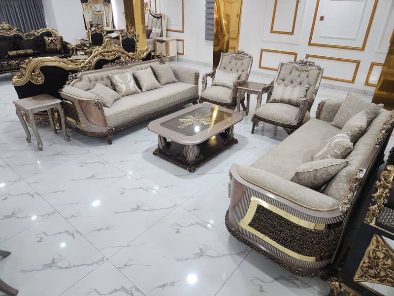 Luxury Turkish Champagne & Gold Sofa Set