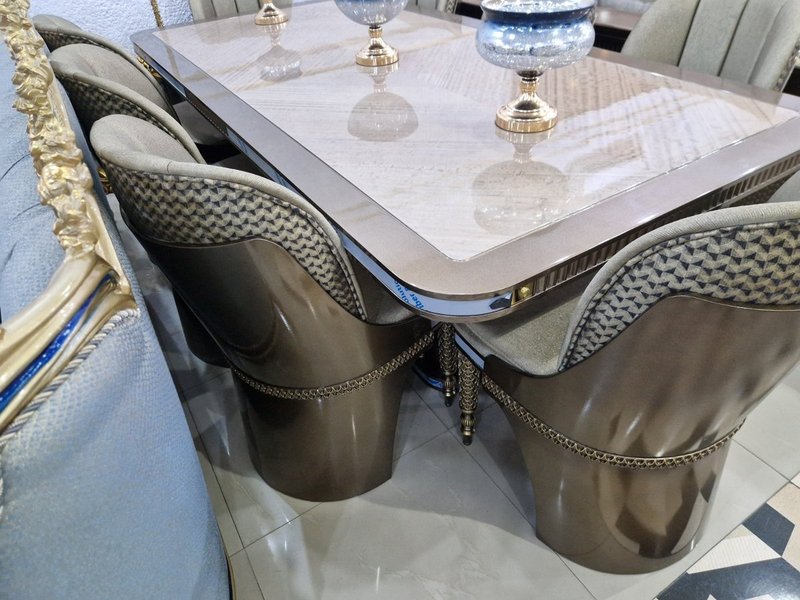 Contemporary Bronze & Champagne Grand Home Furniture Suite (Living, Dining & Media Collection) - Image 7