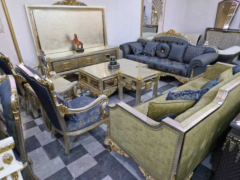 Luxury Turkish Royal Champagne Gold Living Room & Dining Suite - Image 1