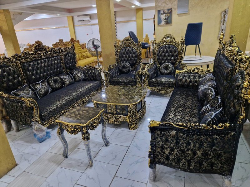 Royal Baroque Luxury Carved Sofa & Coffee Table Set - Image 1
