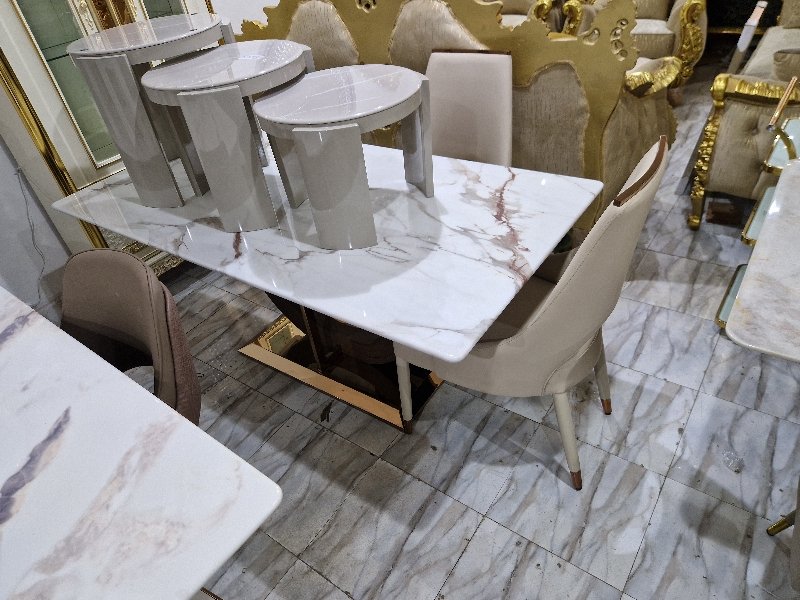 Lunaro Marble Contemporary Dining Set - Image 1