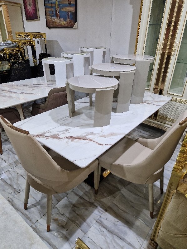 Lunaro Marble Contemporary Dining Set - Image 1