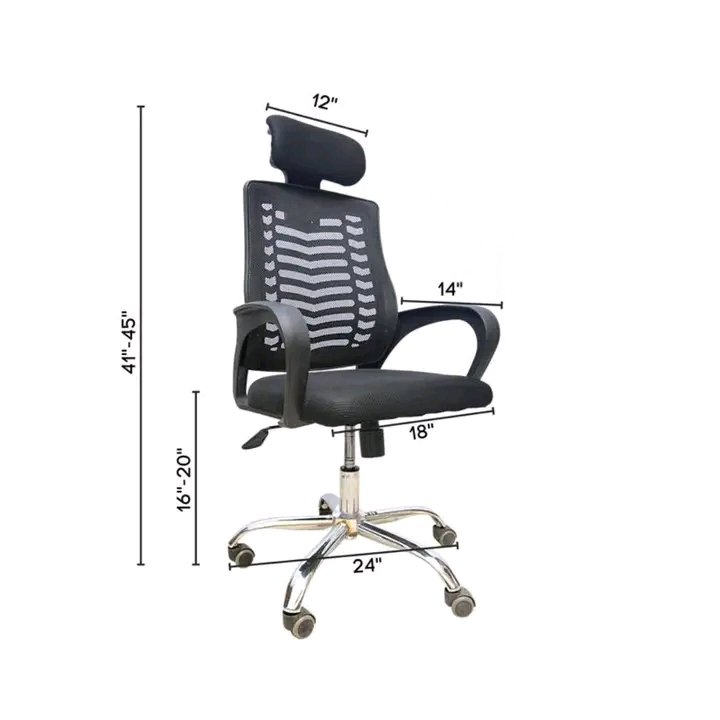 Victory Ergonomic Black Mesh Office Chair with Chrome Base - Image 1
