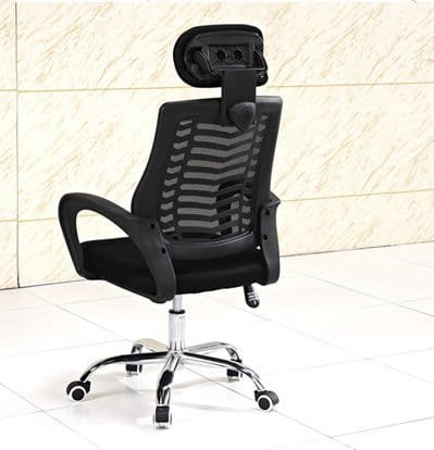 Victory Ergonomic Black Mesh Office Chair with Chrome Base - Image 1