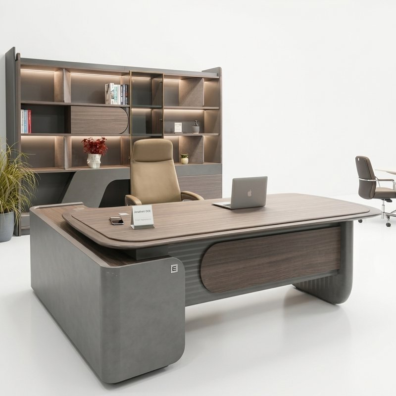 Office desk 2.4meter and bookshelf 2.4meter - Image 1