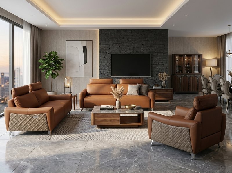 Regalia Lux 6-Seater Reclining Leather Sofa - Image 1