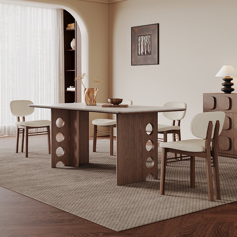 Nordic Minimalist Wood & Matte White Dining Table - Image 1