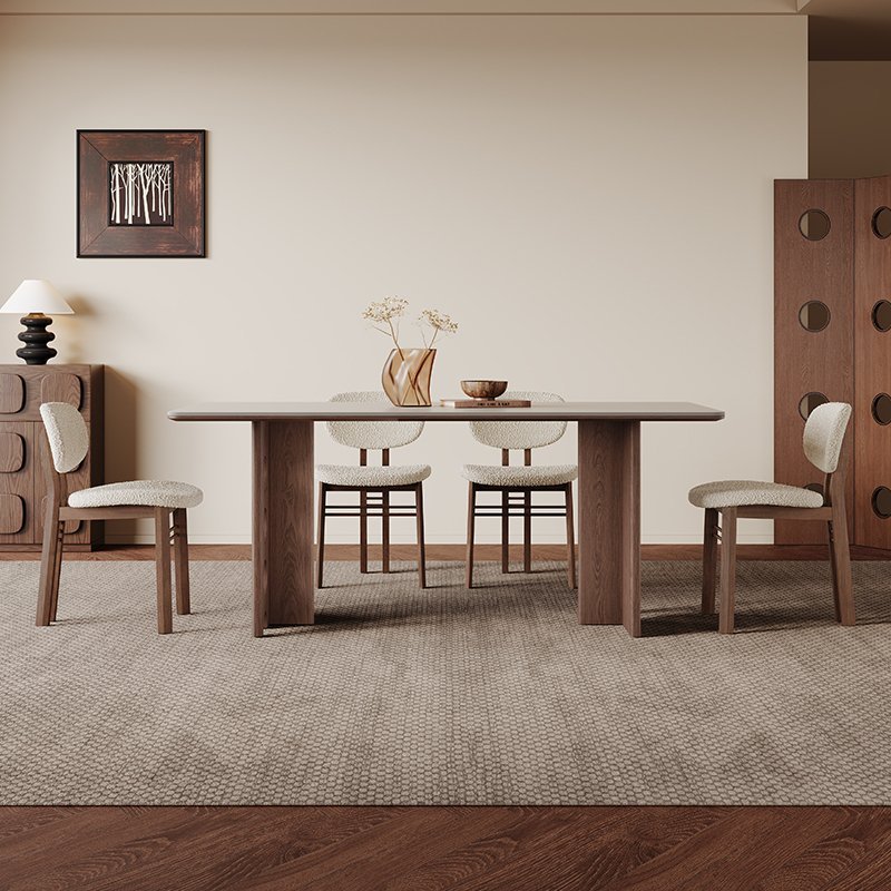 Nordic Minimalist Wood & Matte White Dining Table - Image 1
