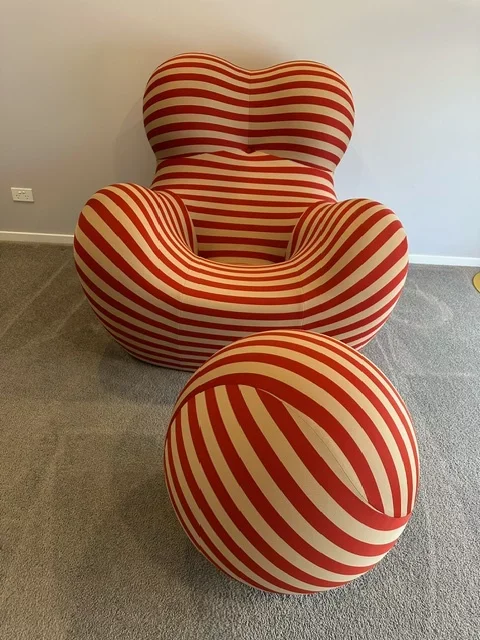 The Up 50 Striped Sculptural Lounge Chair & Ottoman - Image 1