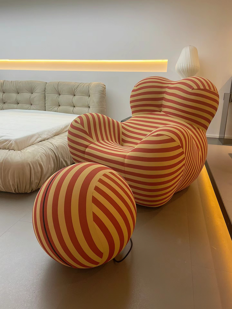 The Up 50 Striped Sculptural Lounge Chair & Ottoman - Image 1