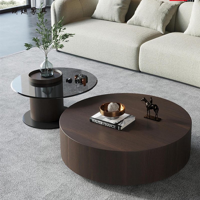 The Moderno Nesting Walnut & Glass Coffee Table Set - Image 1