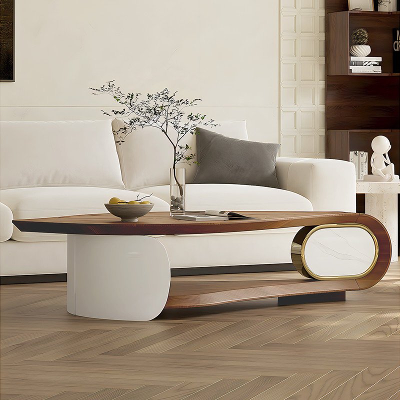 The Leaf Silhouette Sculptural Walnut Coffee Table - Image 1