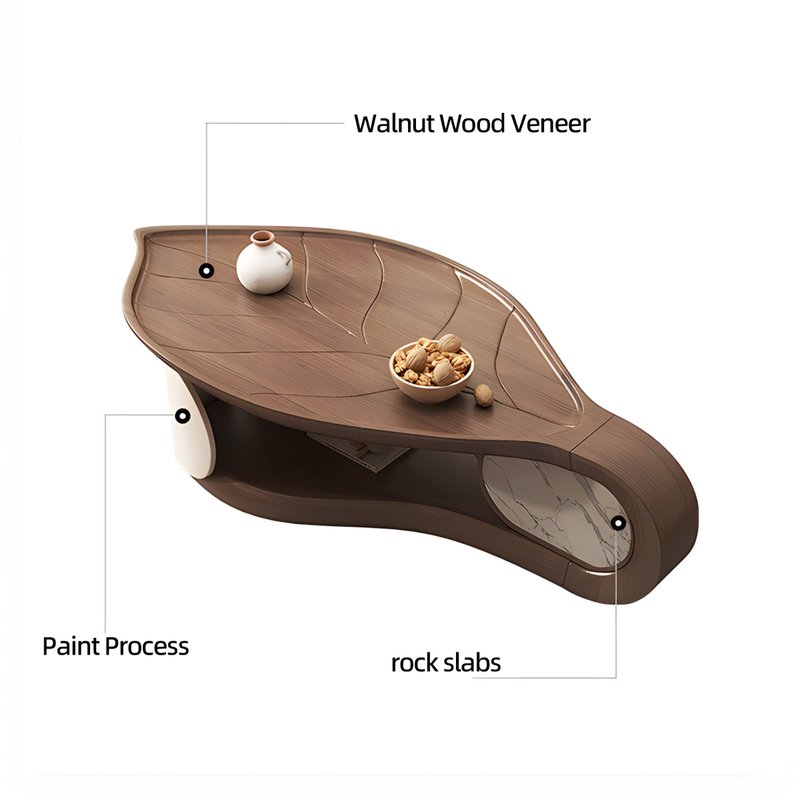 The Leaf Silhouette Sculptural Walnut Coffee Table - Image 1