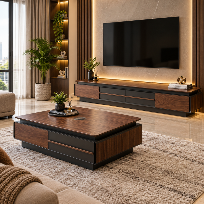 The Kronos Walnut & Charcoal Executive Living Suite - Image 1
