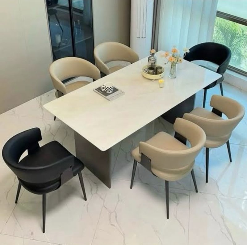 Modern Luxury 6-Seater Family Dining Table and Chair Set - Image 1
