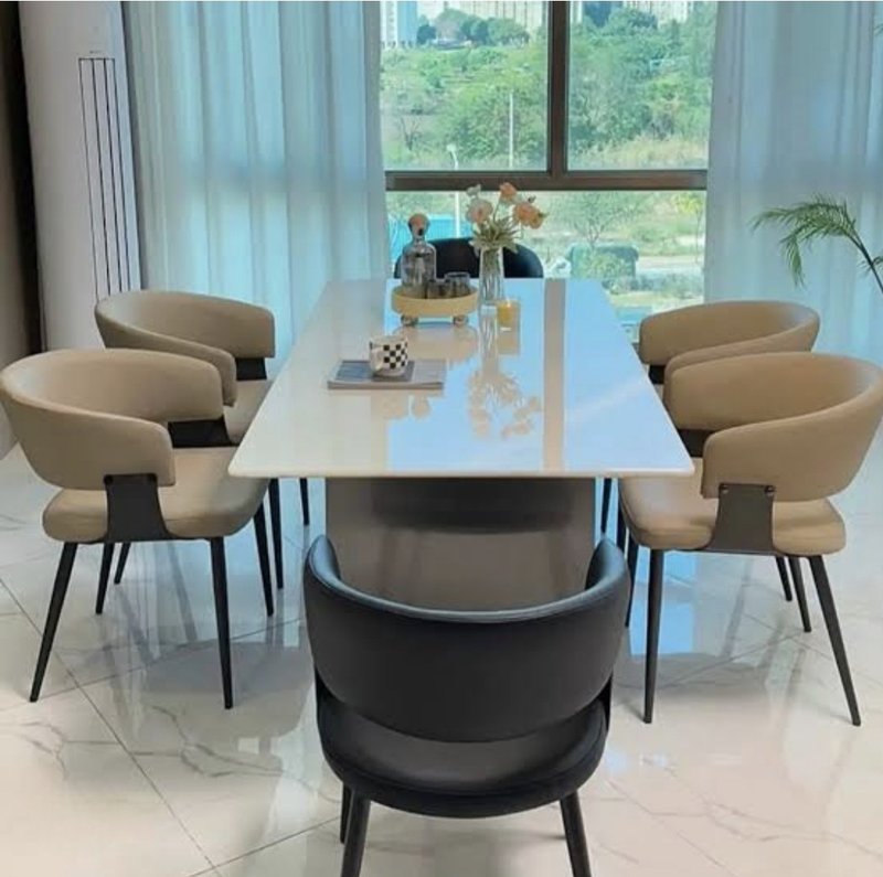 Modern Luxury 6-Seater Family Dining Table and Chair Set - Image 1