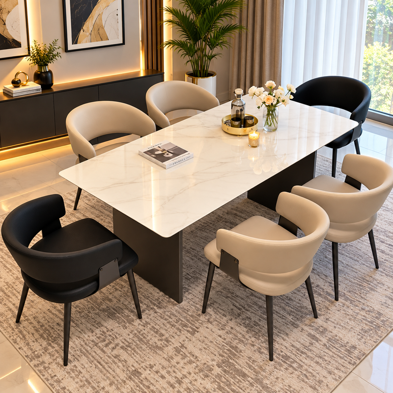 Modern Luxury 6-Seater Family Dining Table and Chair Set - Image 1