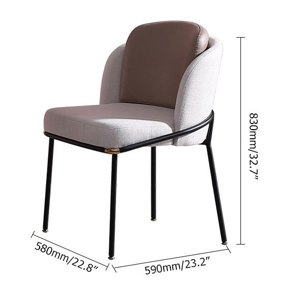 Modern Dual-Tone Fabric & Leatherette Dining Accent Chair - Image 7