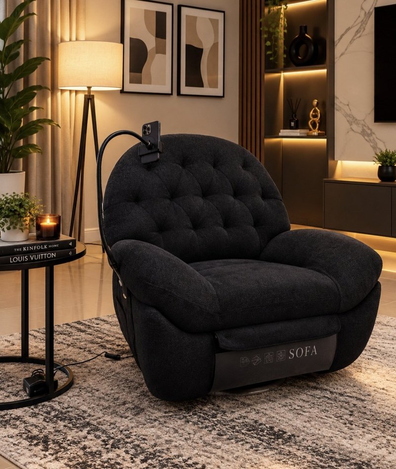 Modern Tufted Power Recliner Accent Chair with Flexible Phone Holder Mount - Image 2