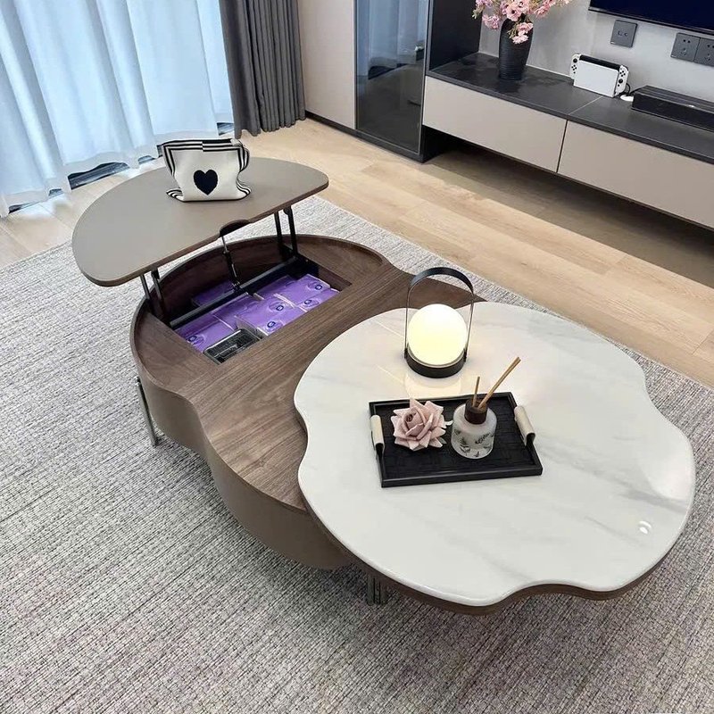 Modern Organic Cloud-Shaped Lift-Top Coffee Table with Hidden Storage - Image 1