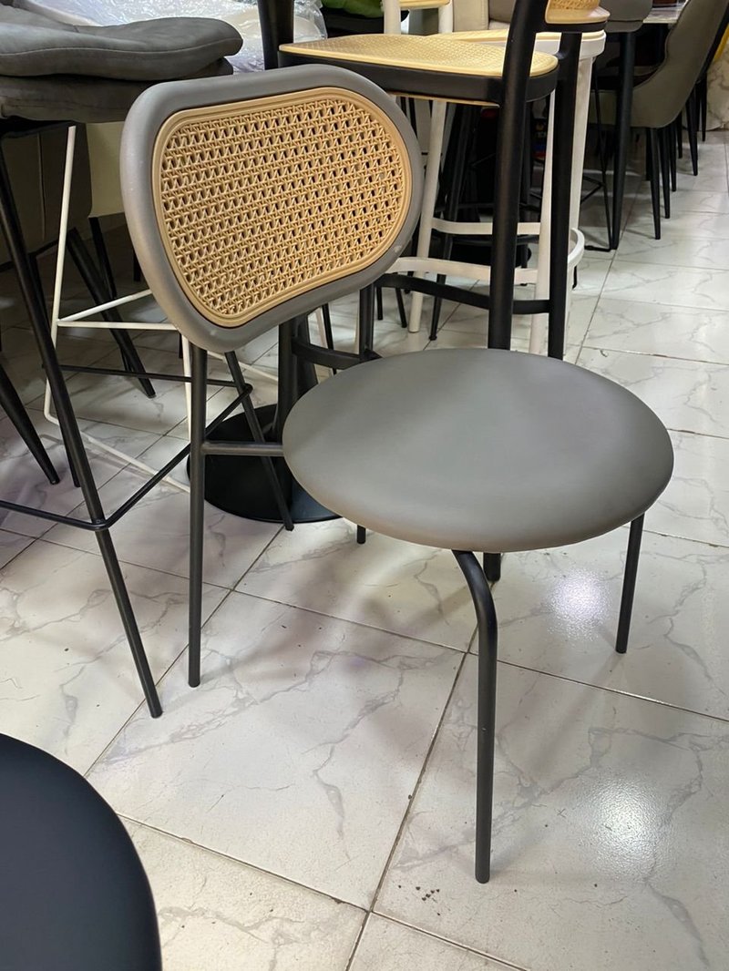 Modern Woven Cane Backrest Dining Chair with Padded Cushion - Image 2