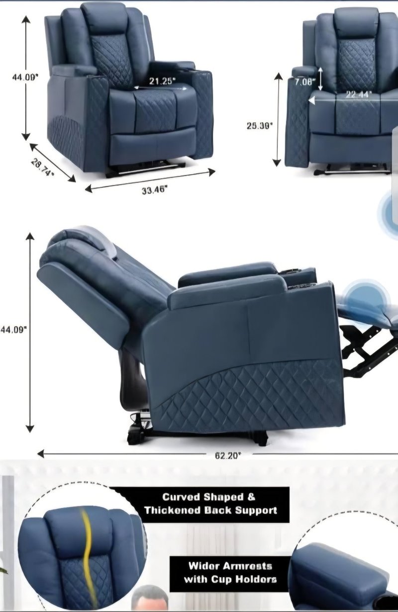 Luxury Home Theater Power Recliner Armchair with Waist Massage & Ambient Lighting - Image 7