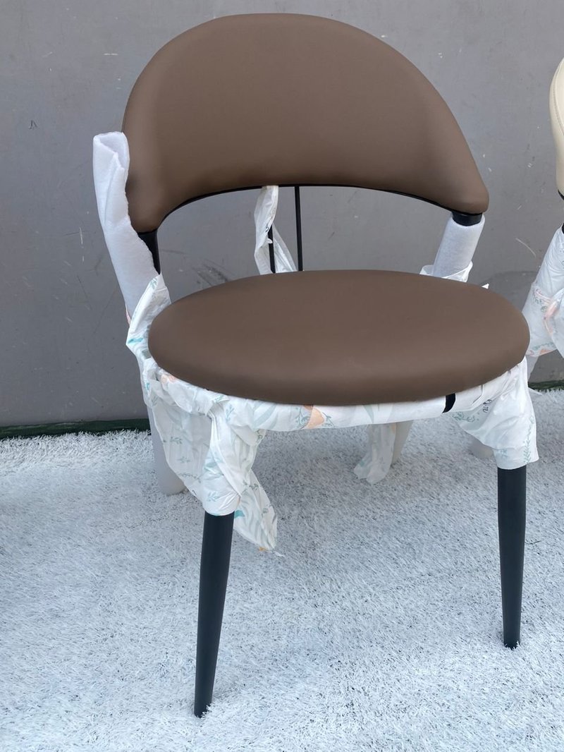 Modern Curved Leatherette Dining Armchair with Open-Back Metal Frame - Image 4