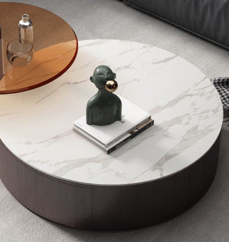 Nordic centre table marble top with glass side - Image 4