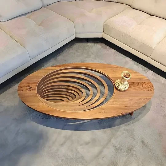 Wooden oval center table - Image 4