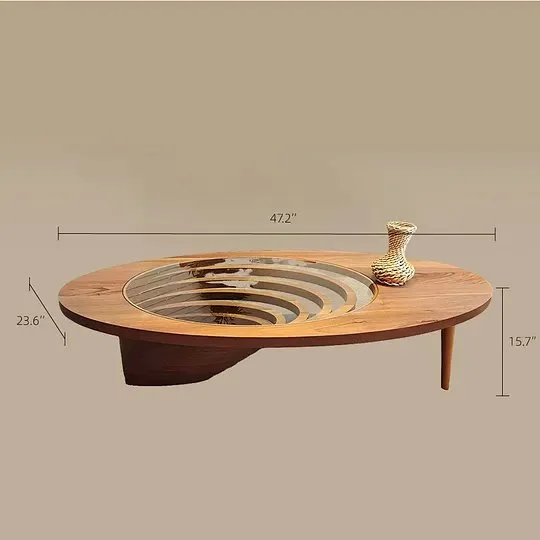 Wooden oval center table - Image 6