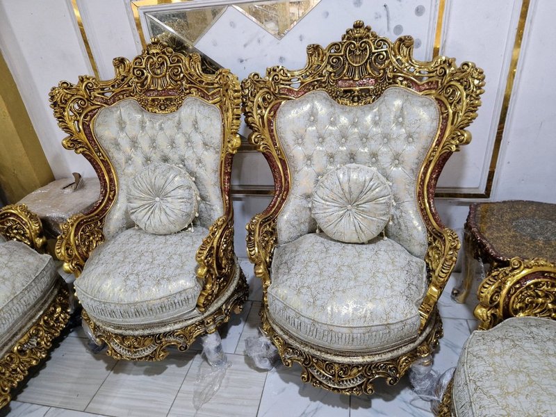 Egypt Royal Carved Gold Luxury Sofa & Living Room Set - Image 4