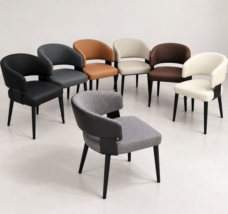Modern Ergonomic Curved Leatherette Dining Chair with Accent Bracket Back - Image 8