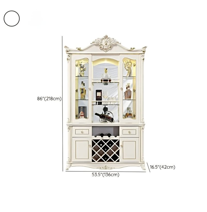 Royal European Carved Wine Cabinet & Glass Display Hutch - Image 4